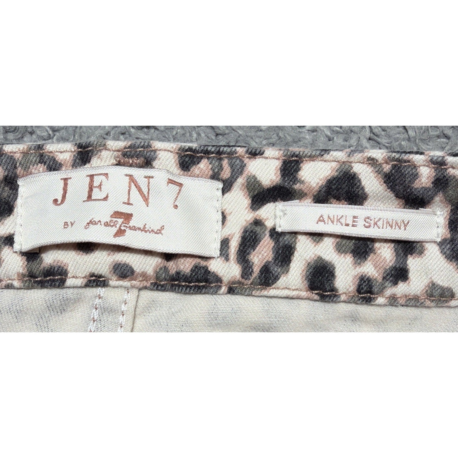 7 For All Mankind Jeans High Rise Ankle Skinny Leopard Print Women 14 Stretch