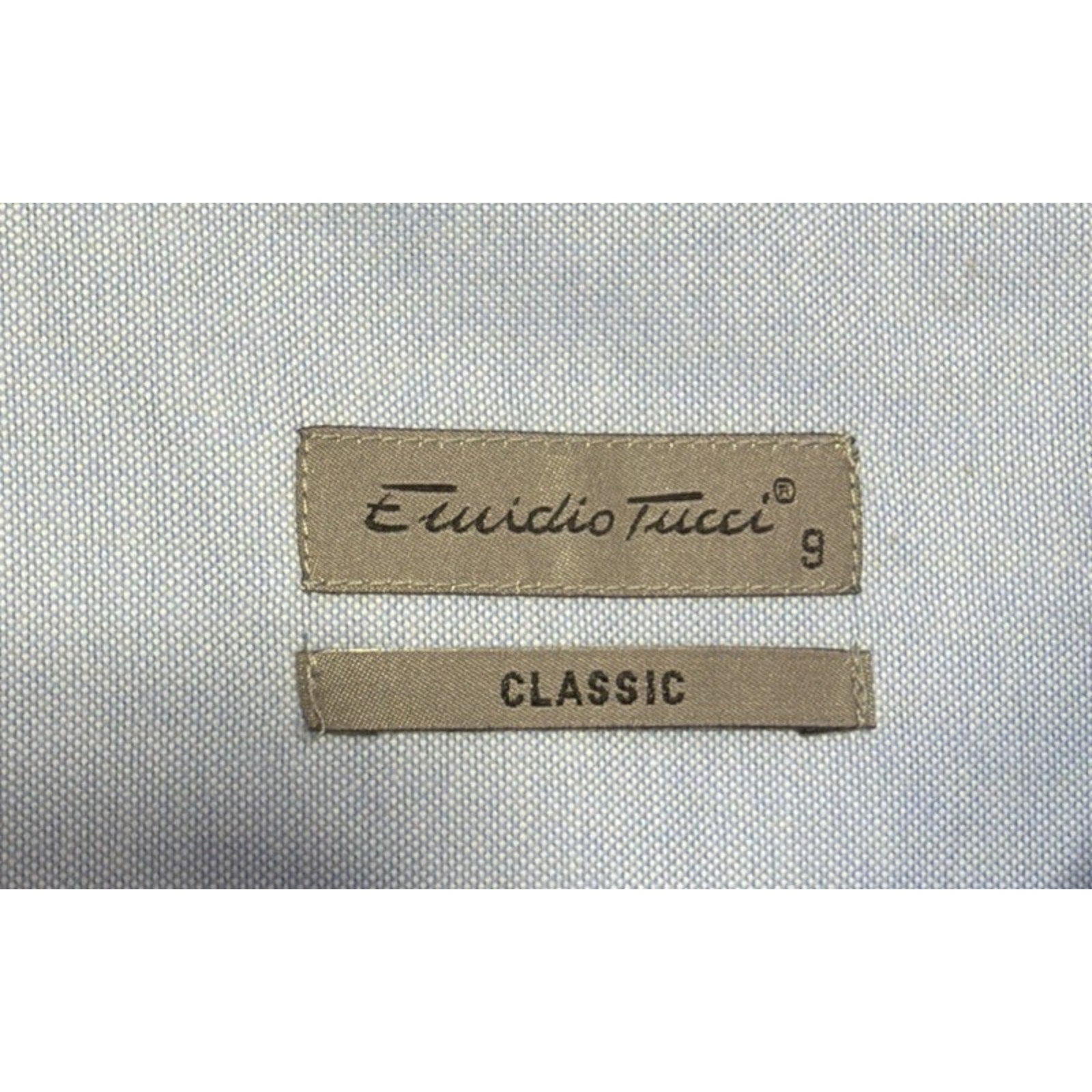 Emidio Tucci 100% Cotton Light Blue Classic Oxford Dress Shirt Size 9 NWT