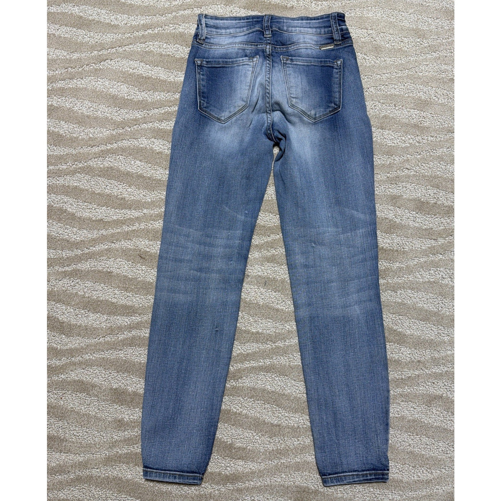 KanCan Jeans Women's 24 Light Wash Blue Stretch Denim Skinny Ankle Distressed