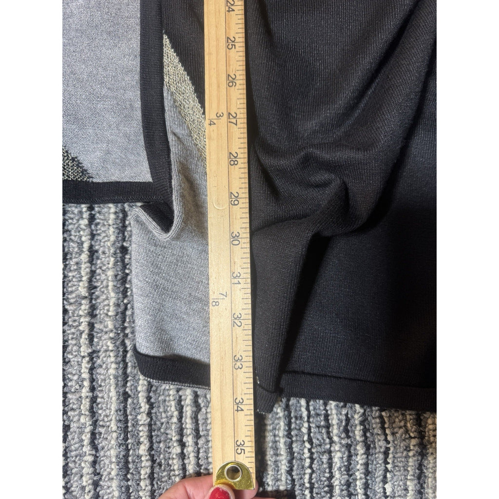 Chico’s Colorblock Lurex Ruana L/XL NWT Gold Gray Black Metallic Poncho Wrap