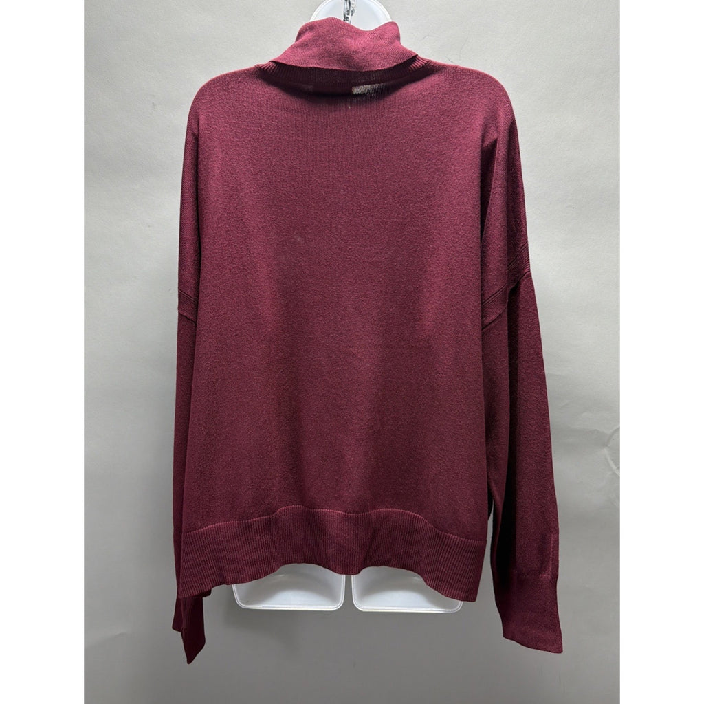 MSK Burgundy Turtleneck Sweater Overlay Dress Cover Up Size Large NWT
