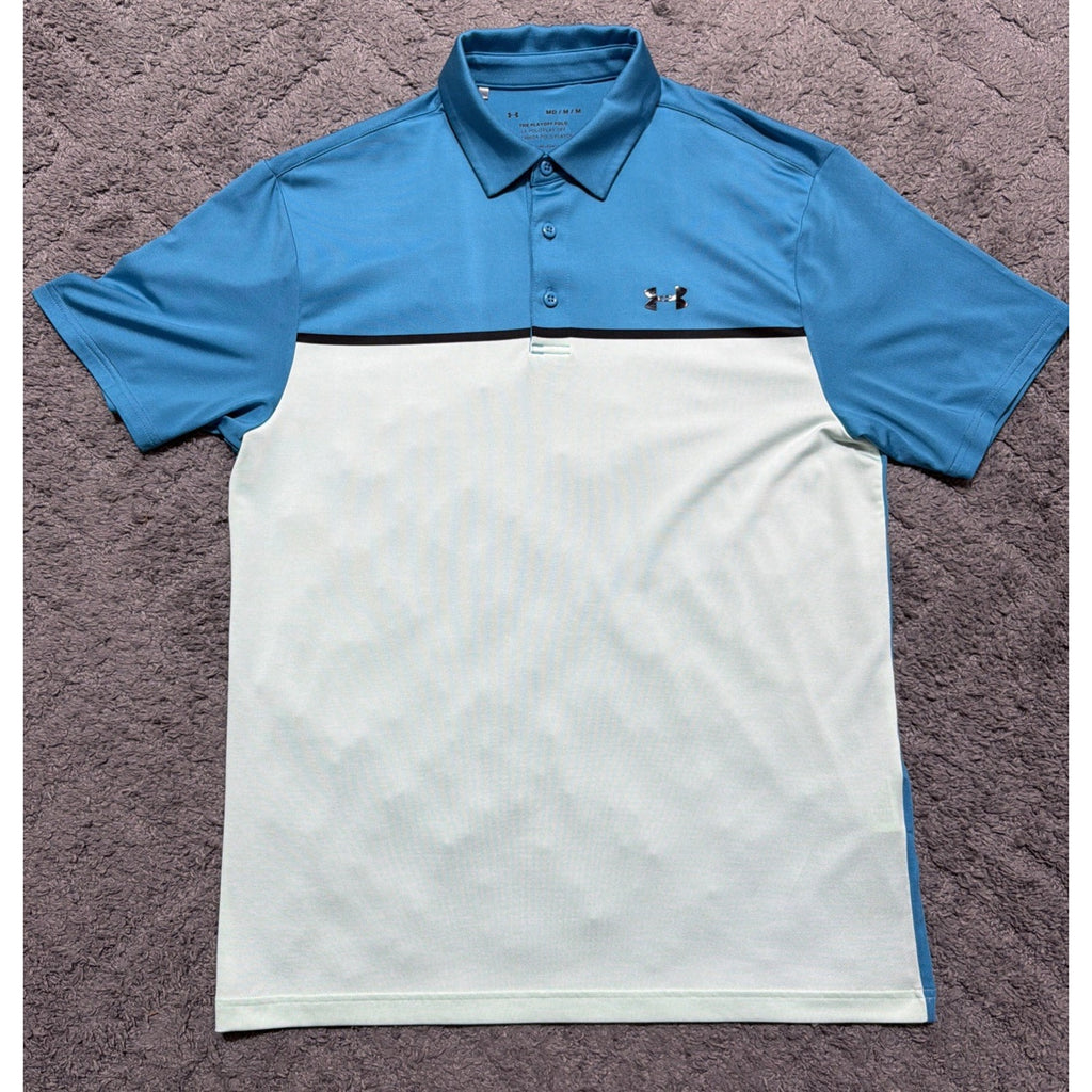 Under Armour The Playoff Polo Men's M Mint Green/Sky Blue Short Sleeve Shirt