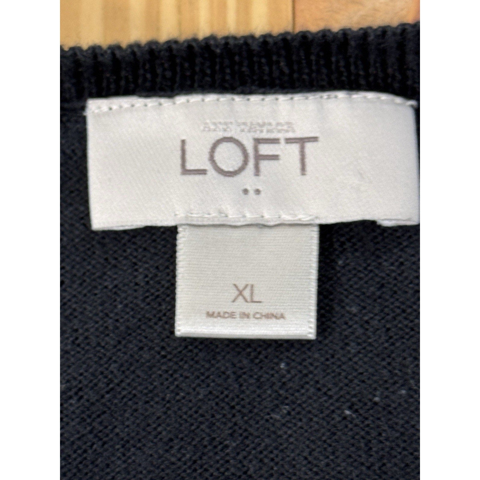 Ann Tayler Loft Women's Sweater, Black and White Striped, Size XL Button Accent