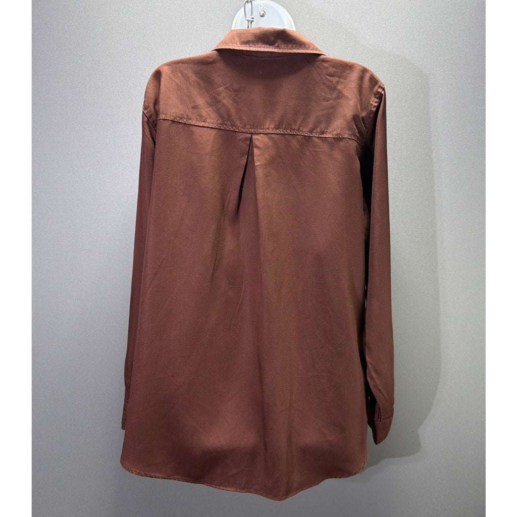 Knox Rose NWT women's L Sweet Truffle long sleeve button front Lyocell Top