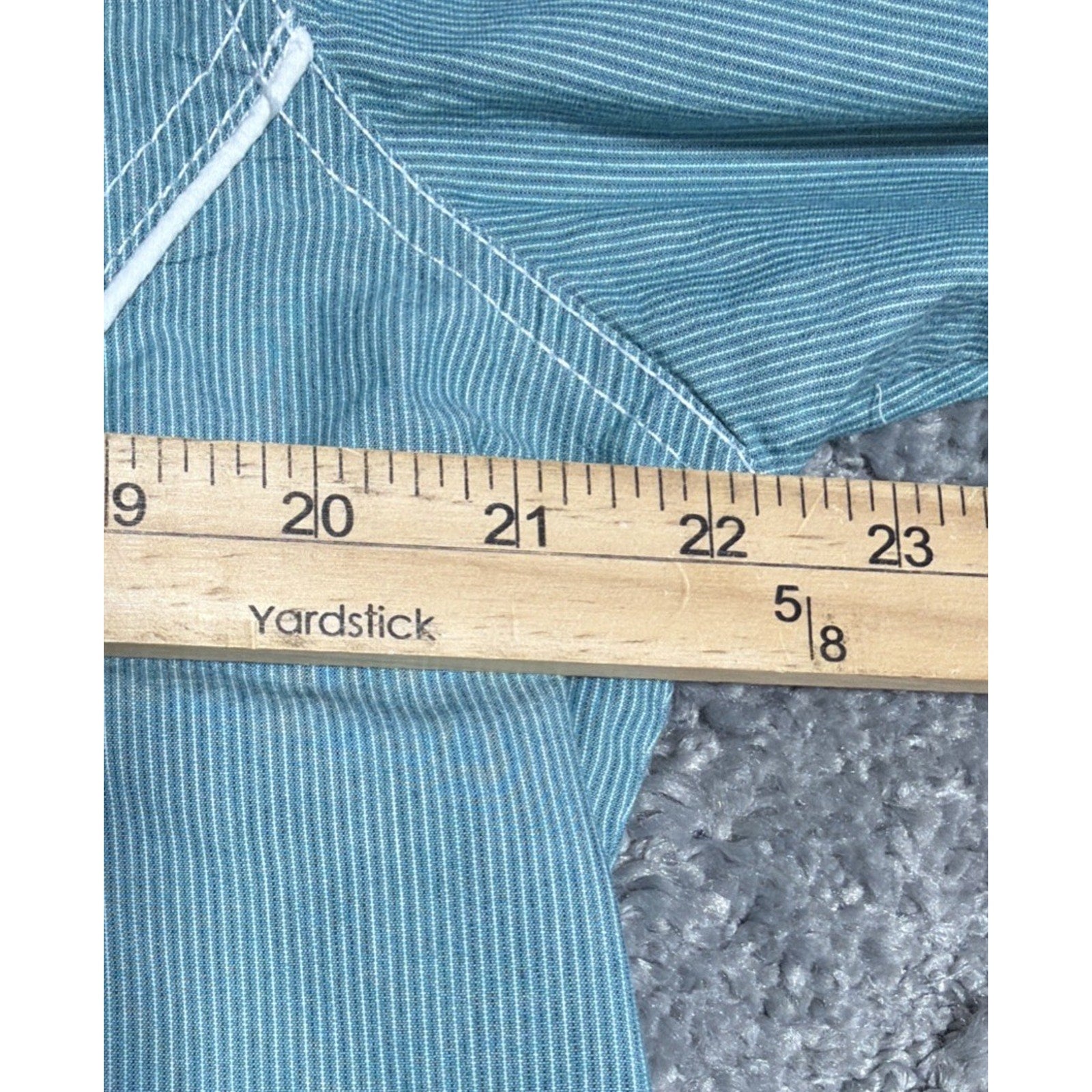 BKE Mens L shirt Blue stripe white piping thick stitch button up Standard Fit