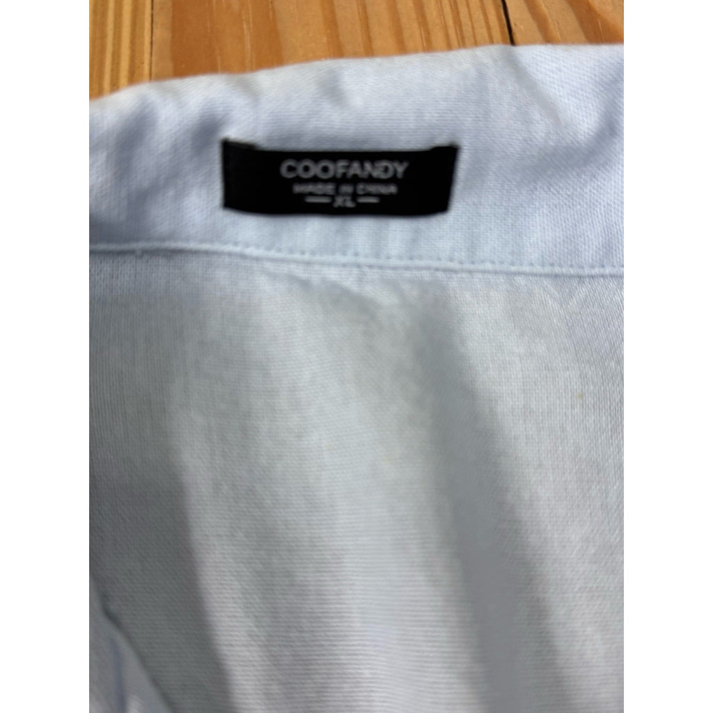 COOFANDY MEN'S BLUE SIZE XL CASUAL SHORT SLEEVE LINEN BLEND BEACH SHIRT