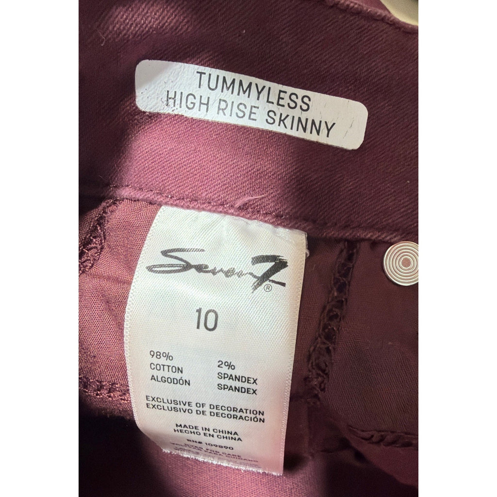 Women's Seven7 Tummyless High Rise Skinny Jeans Fired Brick Size 10 30x29