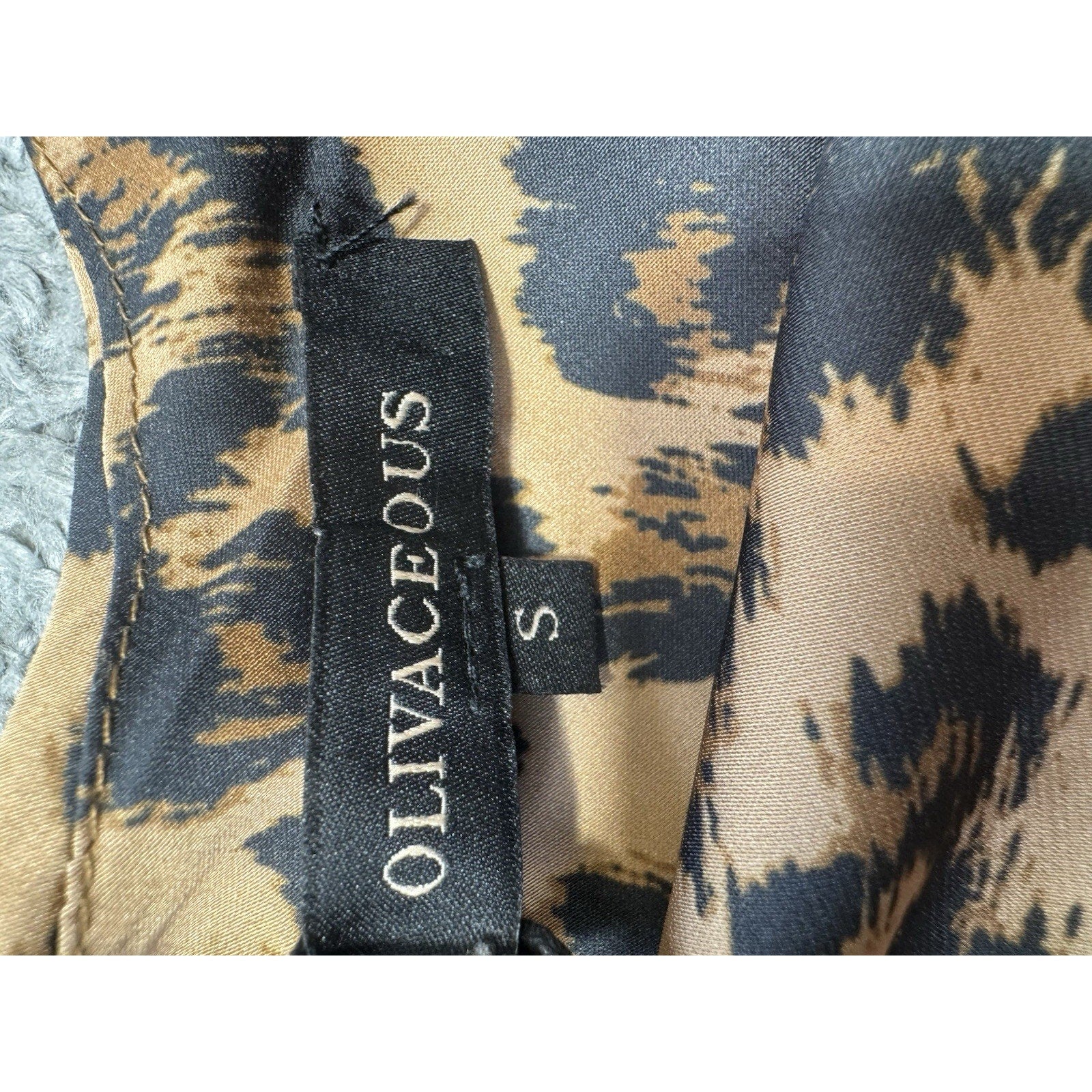 NWT Olivaceous Dress Womens Small Leopard Print Satin Cowl Neck Sleeveless Mini