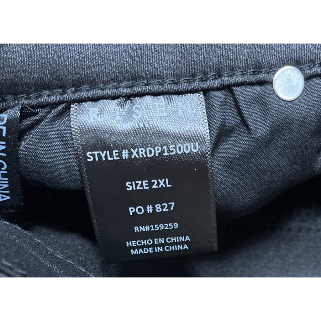 Risen Billie High Rise Coated Twill Straight Leg Jeans Size 2XL Black Raw Hem