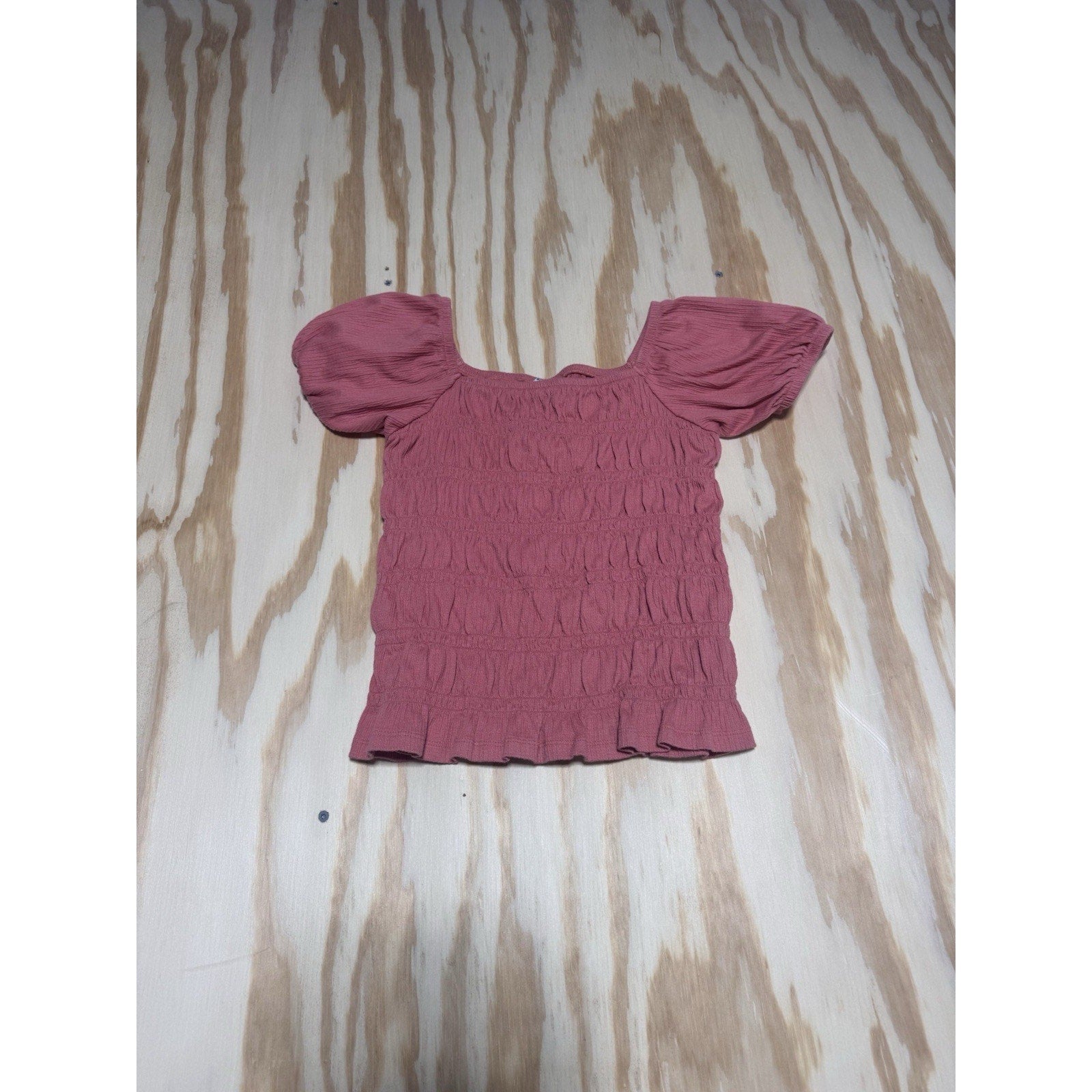 Old Navy Pink Smocked Youth X-Large (14-16) Square Neck Puff Sleeve Blouse