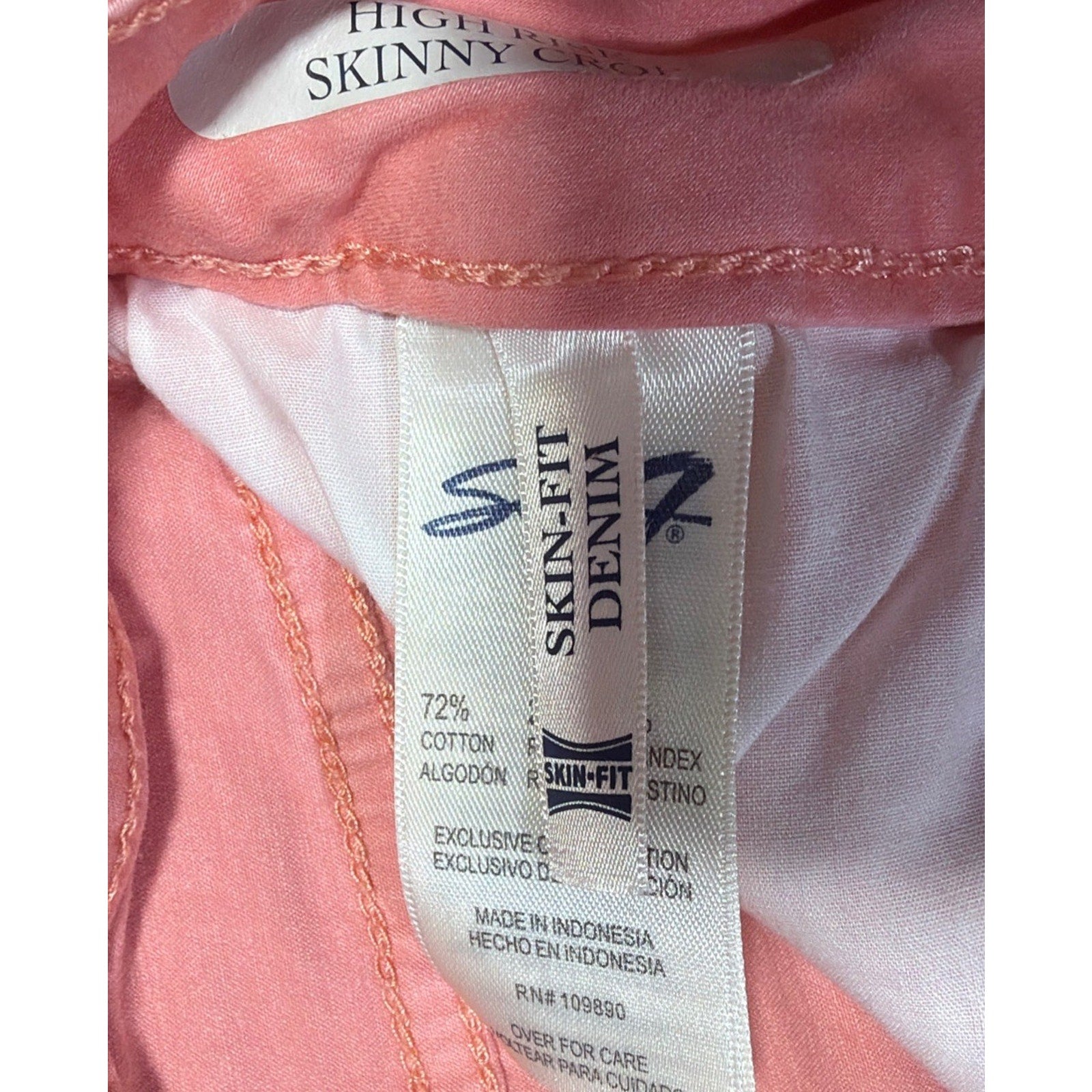 Seven7 High Rise Skinny Crop Jeans Pink Women's Size 8 Cotton Blend