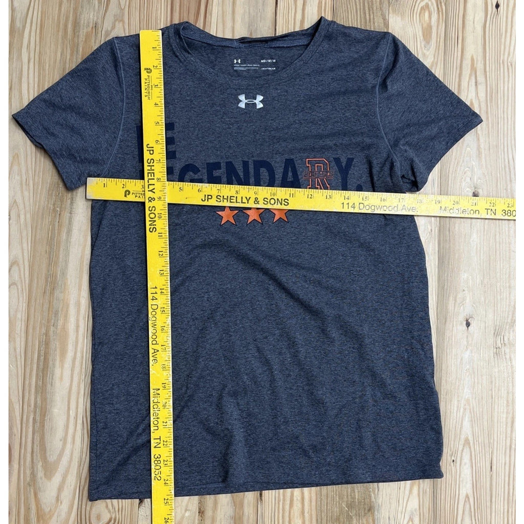 Under Armour Loose Heat Gear Shirt Womens M Gray Tee Soccer Graphic