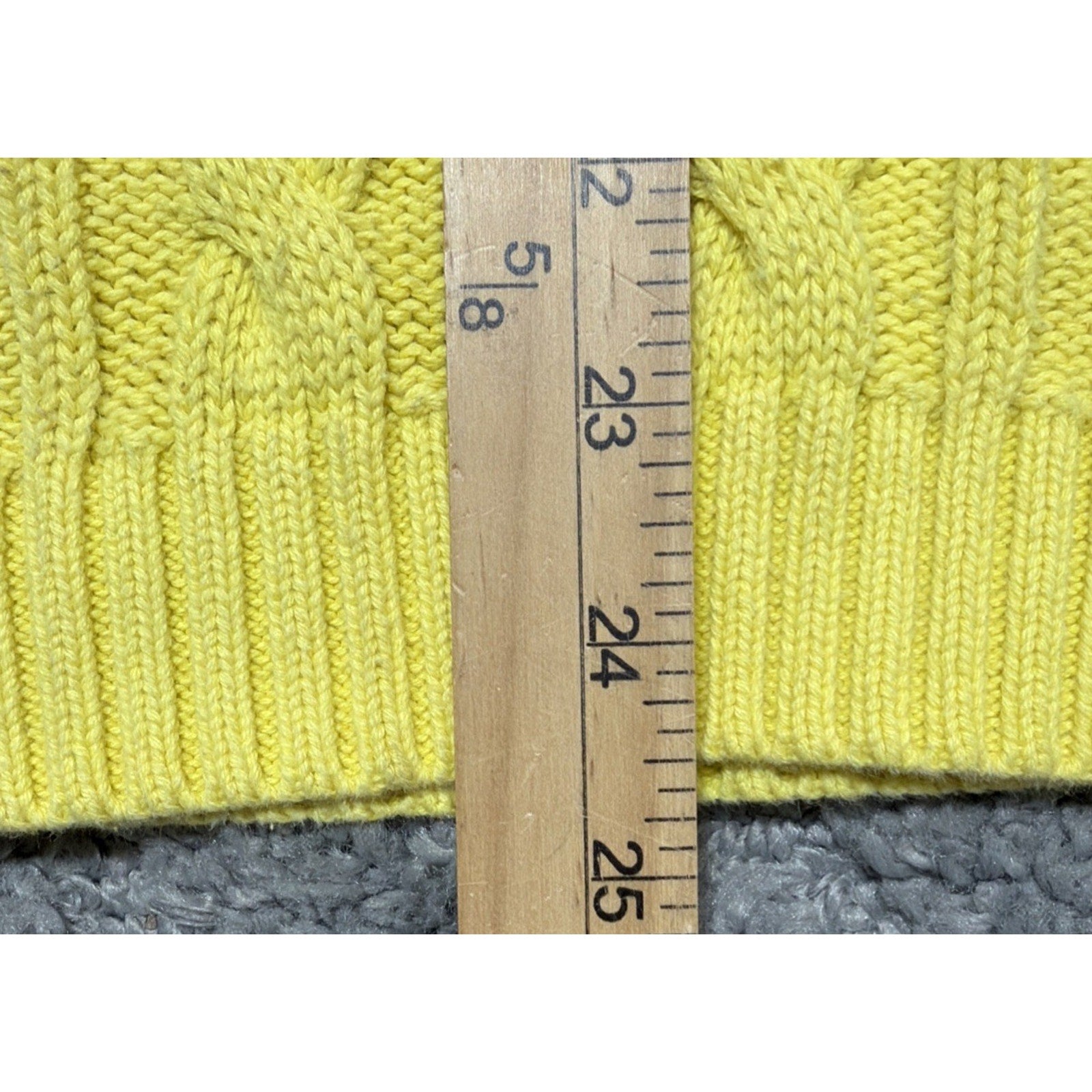 Vtg 90s Lauren Ralph Lauren Women's Lemon Yellow V-Neck Cable Knit Sweater 1X
