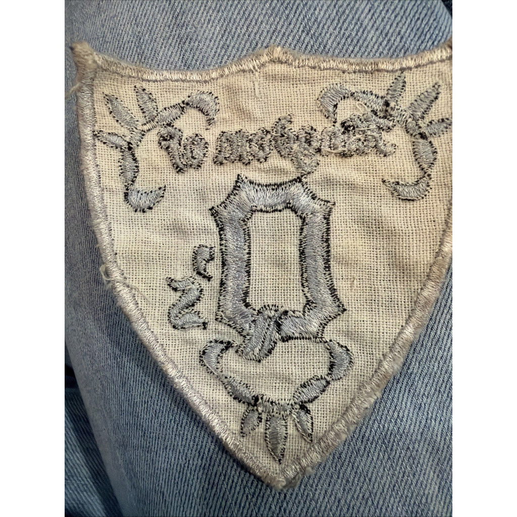 Pair White Letter Q Patches 2" Old English Gothic Embroidered Iron-On Sew-On