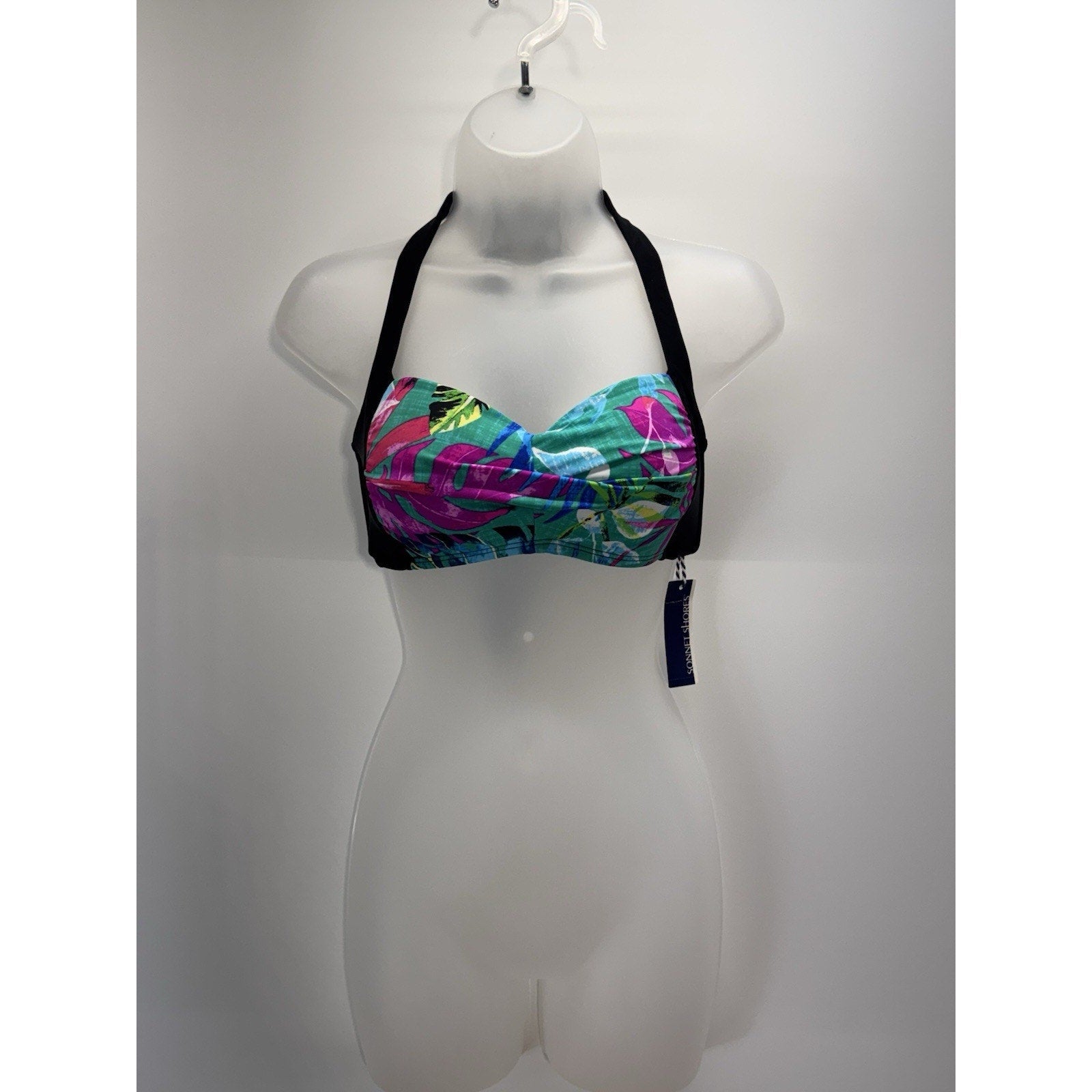 Sonnet Shores Bra Bikini Swimsuit Top Hawaiian Black Straps Women’s Size 6 NWT
