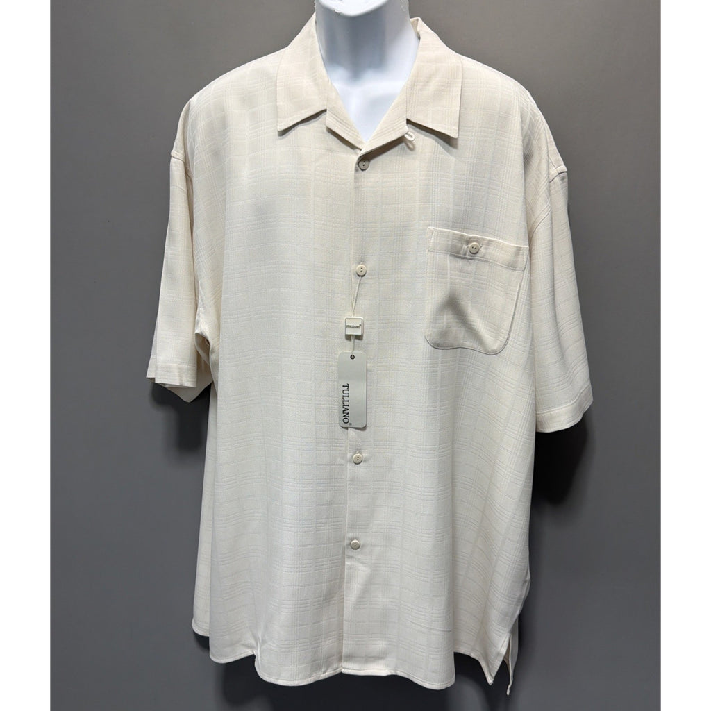 Tulliano Mens 2XL Short Sleeve Button 100% Silk Camp Set Shirt Beach Coastal NWT