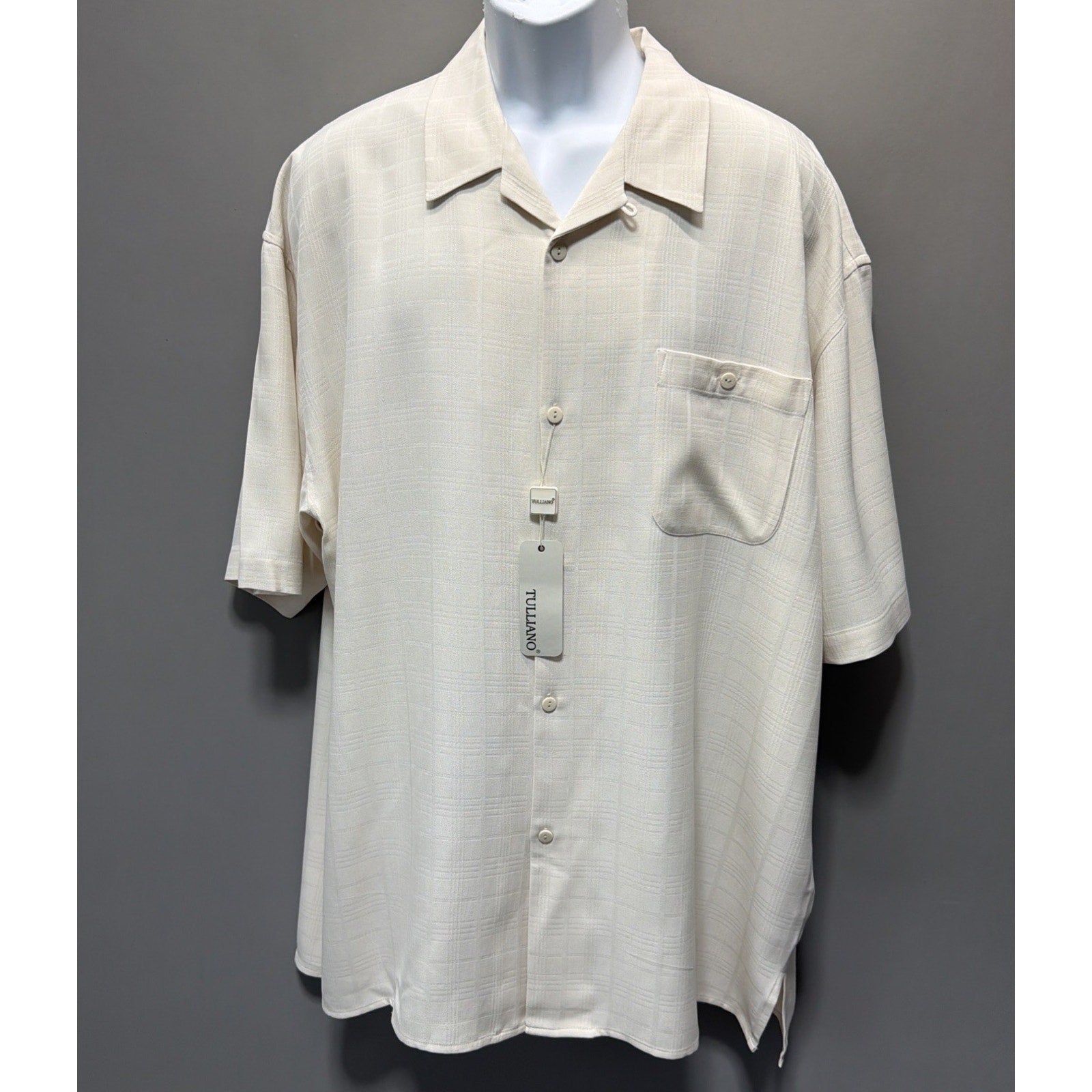 Tulliano Mens 2XL Short Sleeve Button 100% Silk Camp Set Shirt Beach Coastal NWT