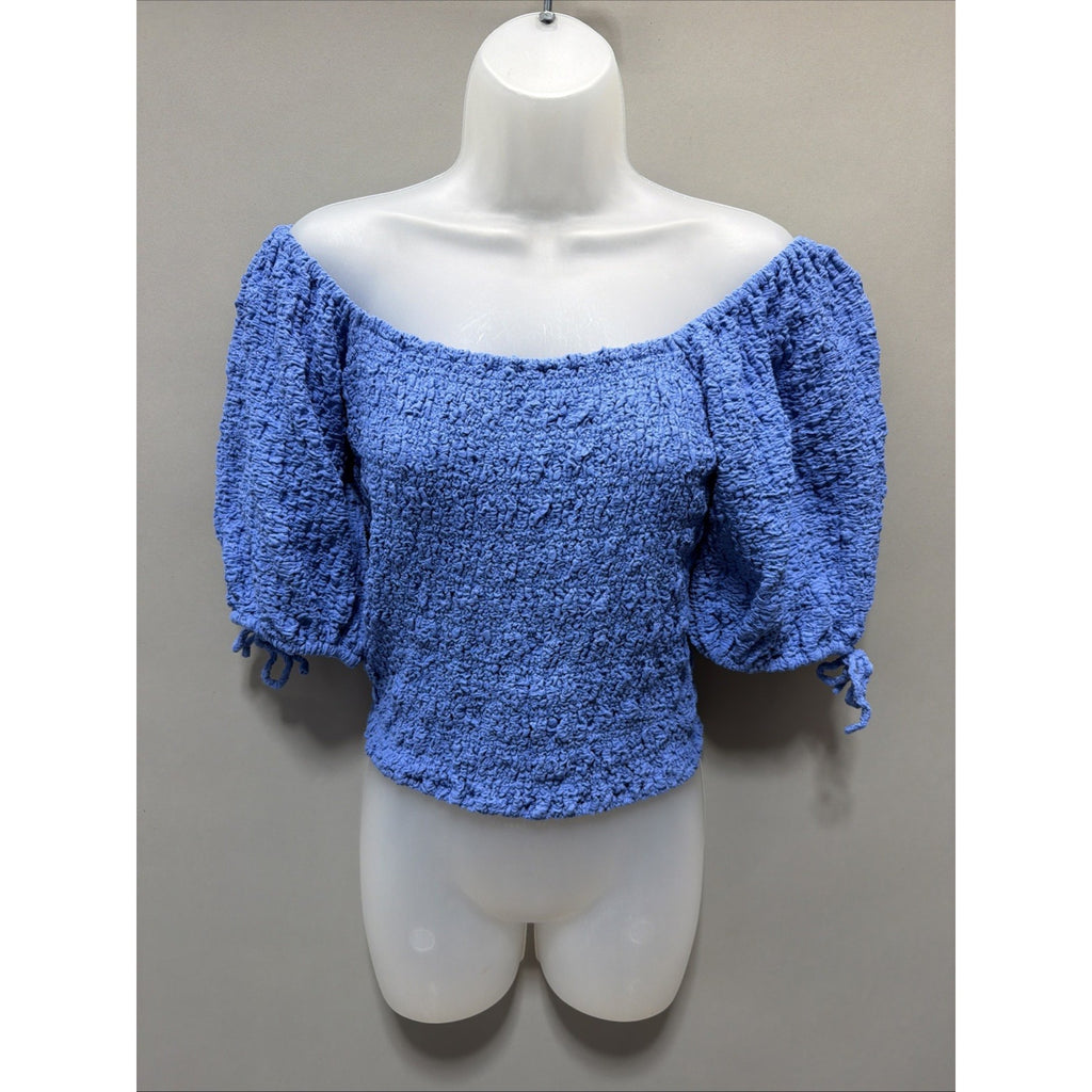 Saltwater Luxe LA Blue Crinkle Pacific Lewis Crop Top New 98$ Msrp Size Medium