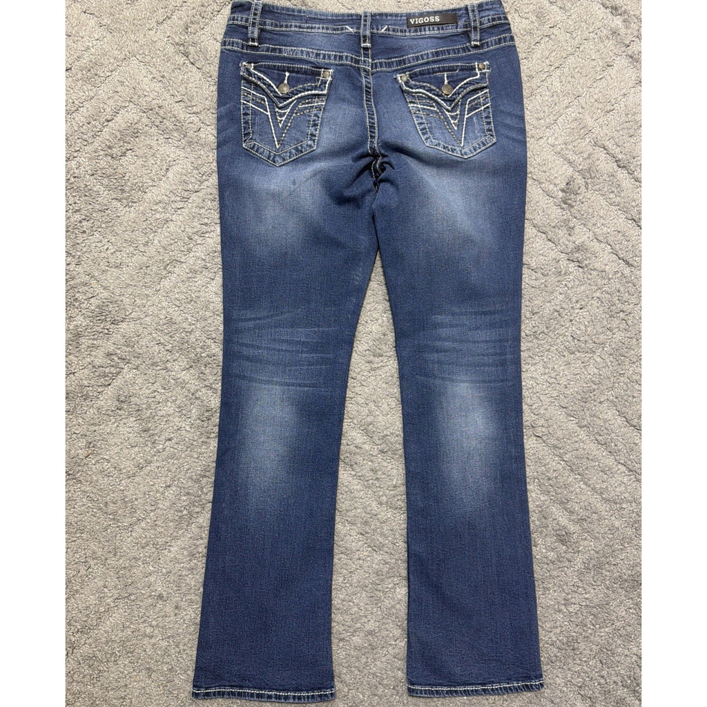 Women's Vigoss Slim Boot Heritage Fit Flap Denim Jeans Western 8/33x31