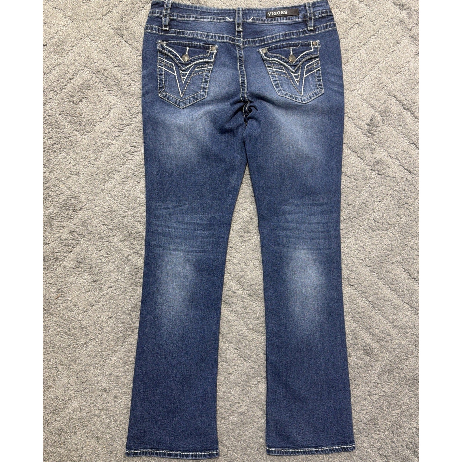 Women's Vigoss Slim Boot Heritage Fit Flap Denim Jeans Western 8/33x31