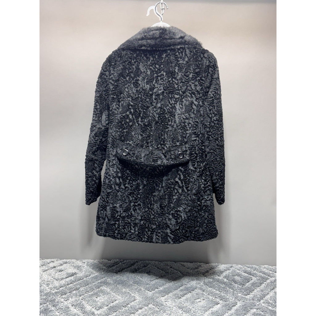 Vintage Black Persian Lamb Fur Coat Made In The USA ILGWU Measures Women’s M