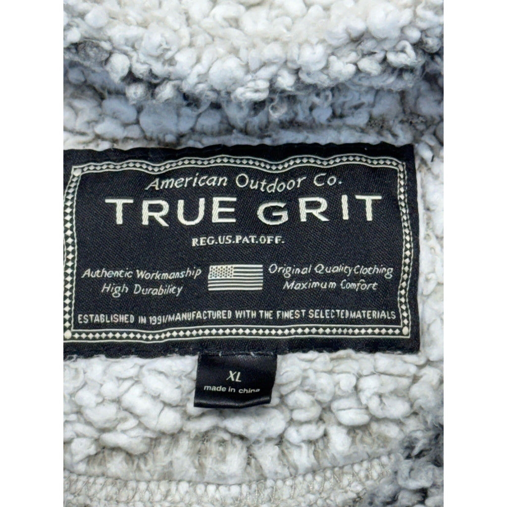 True Grit Sherpa Quarter Zip Gray Pullover Zig Zag Zipper Size XL