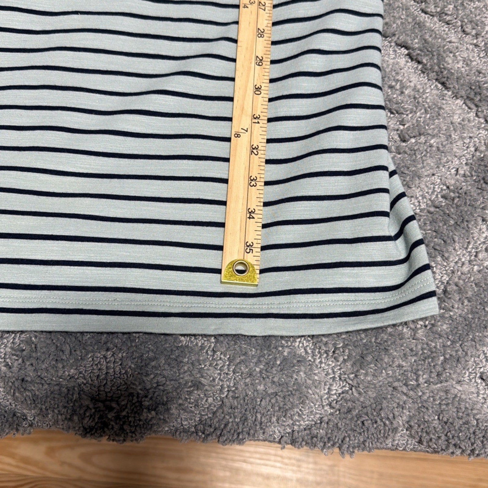 J Jill Seafoam Navy Blue Striped Terry Cloth V Neck Pockets Beachy Dress Large