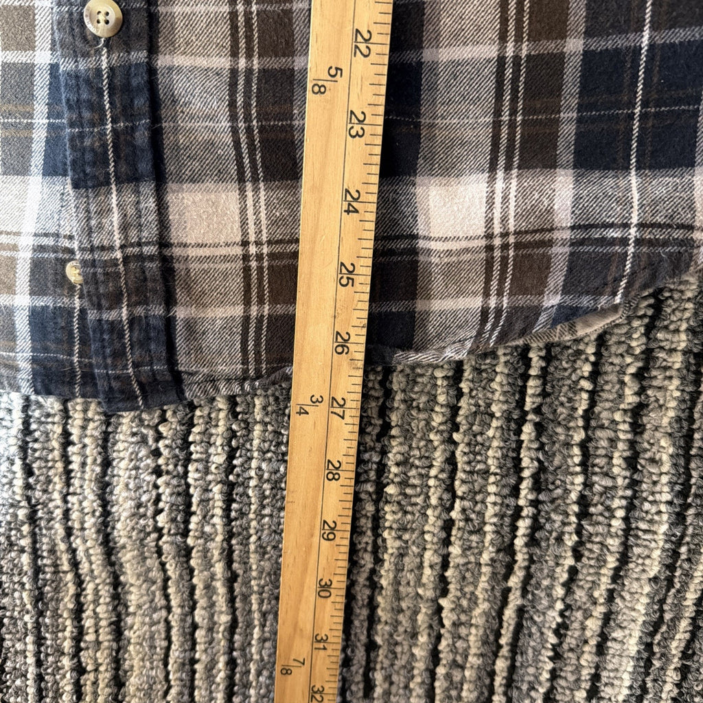 Eddie Bauer Shirt Blue Brown Plaid Flannel Mens Size Medium Outdoor Casual