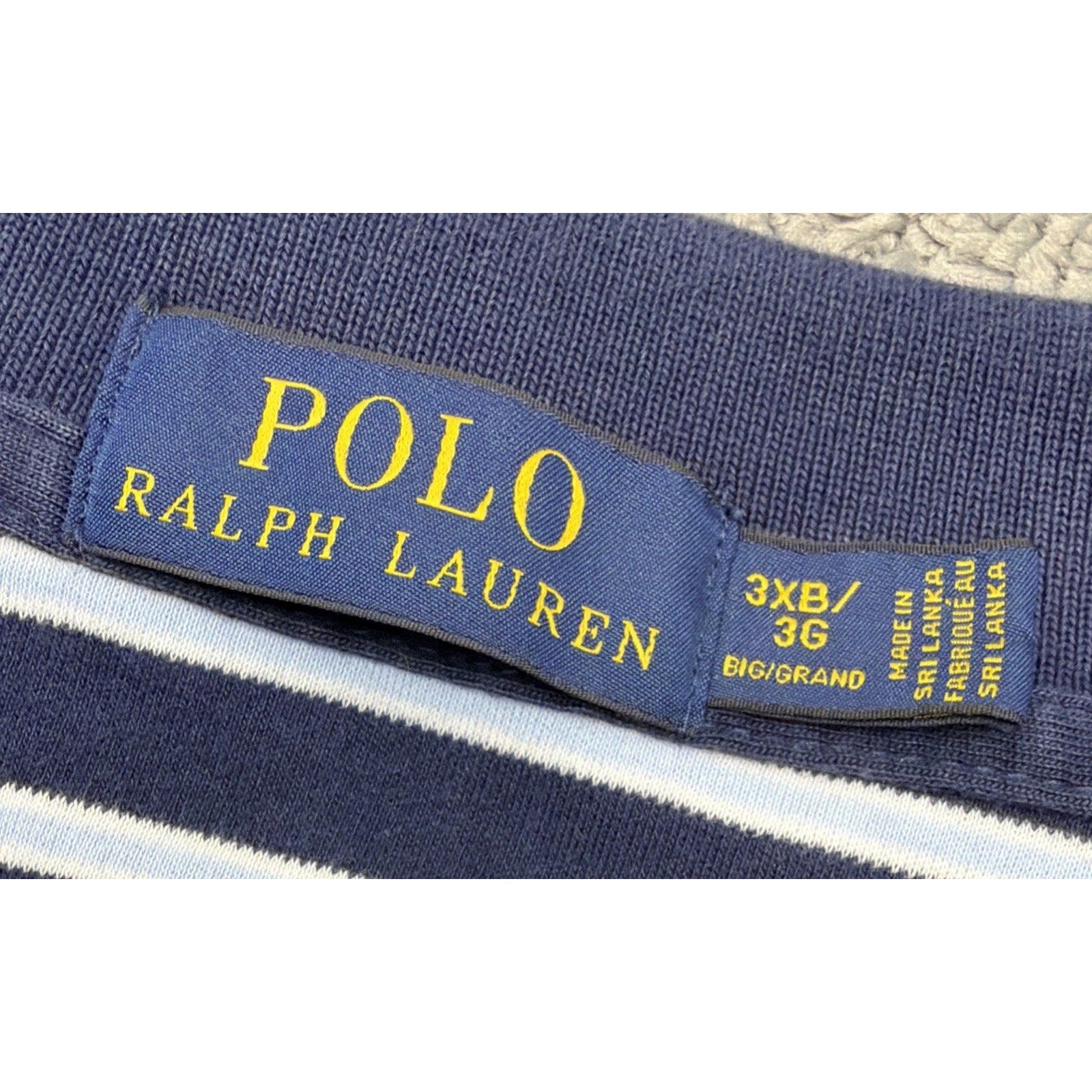 Polo Ralph Lauren Polo shirt men size 3XB blue striped short sleeve Casual