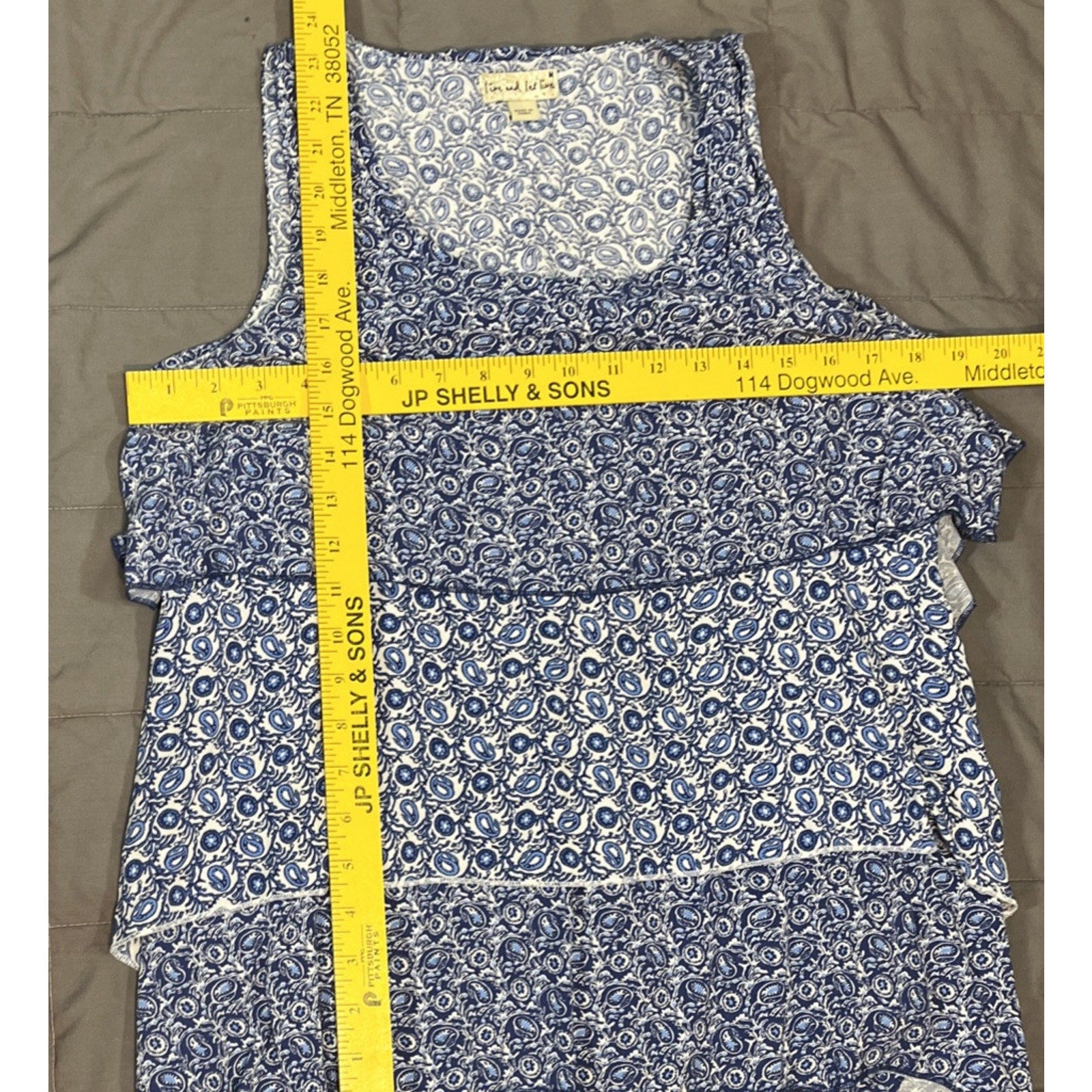 Live & Let Live Ruffled Tank Top 3 Tier Pullover Boho Paisley Print Women’s M