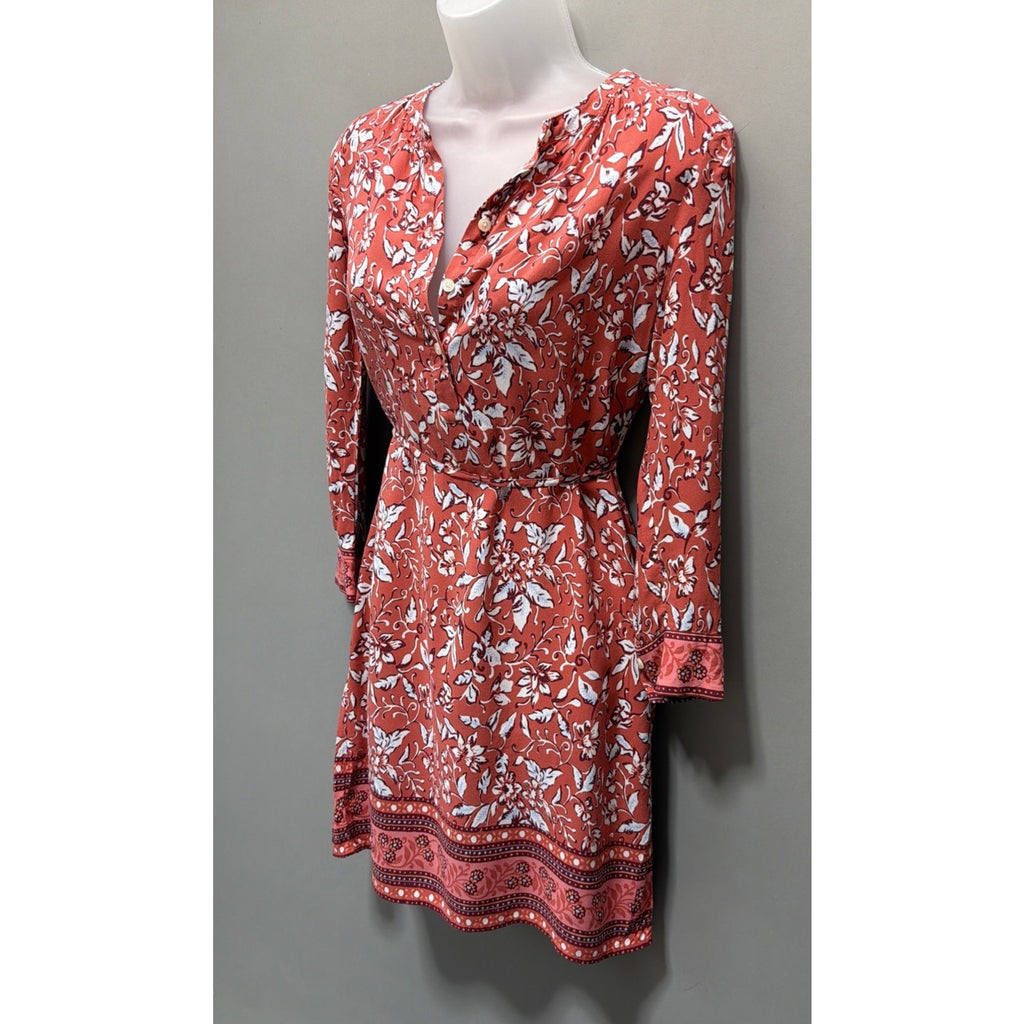 Ann Taylor Loft Petites Pink Coral Tunic Shirt Dress Floral Print Size XSP