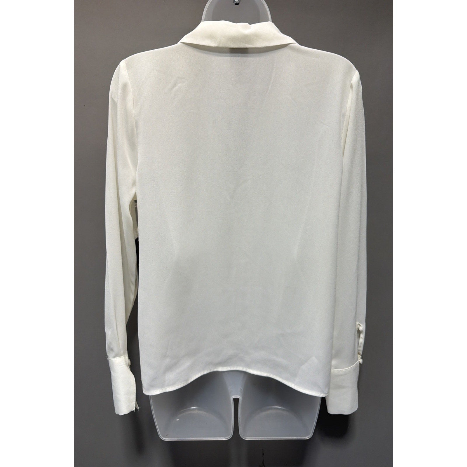 Worthington Sheer Button Up Top Collar White Long Sleeve Women's Sz Small New