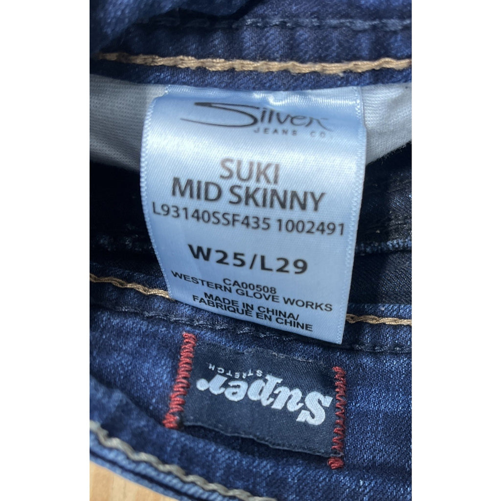 Silver Jeans Suki Mid Rise Slim Skinny size 25x29 Ankle Dark Stretch