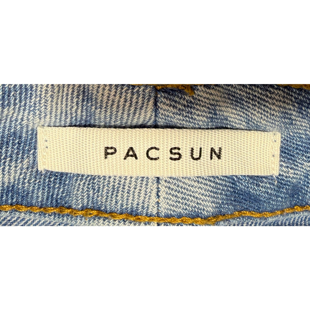 PACSUN Mom Jeans Womens 23 Blue Patchwork Cotton Straight Leg 2 Tone 26" inseam