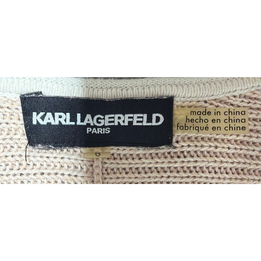Karl Lagerfeld Paris Sweater Peach V-Neck Womens Size Large Minimalist