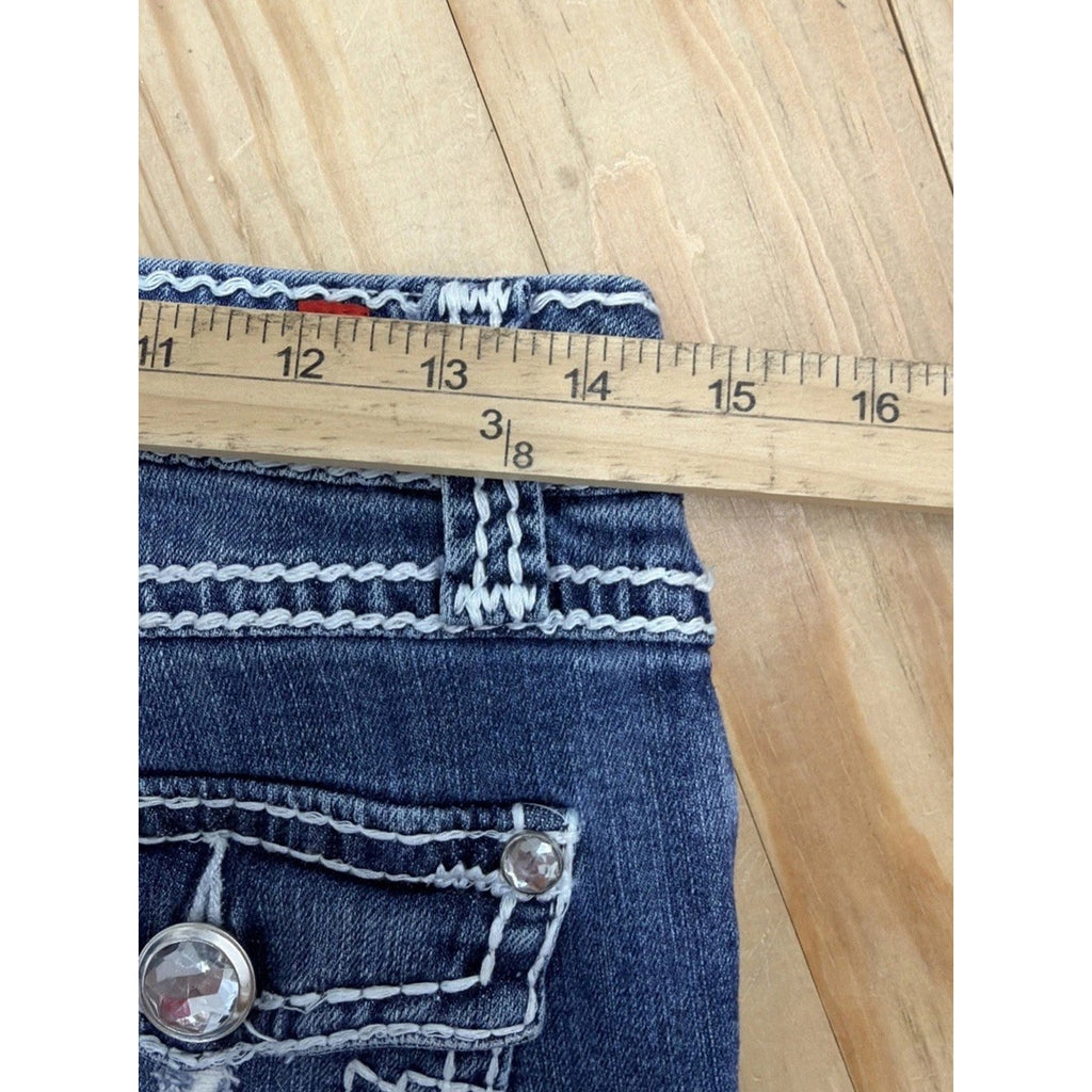 Zana Di Womens Size 7 Low Rise Jeweled Bootcut Flap Pocket Denim Jeans 29x32