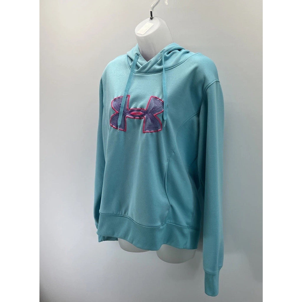 Under Armour Storm Hoodie Womens Large Blue Semi Fitted Cold Gear Pullover