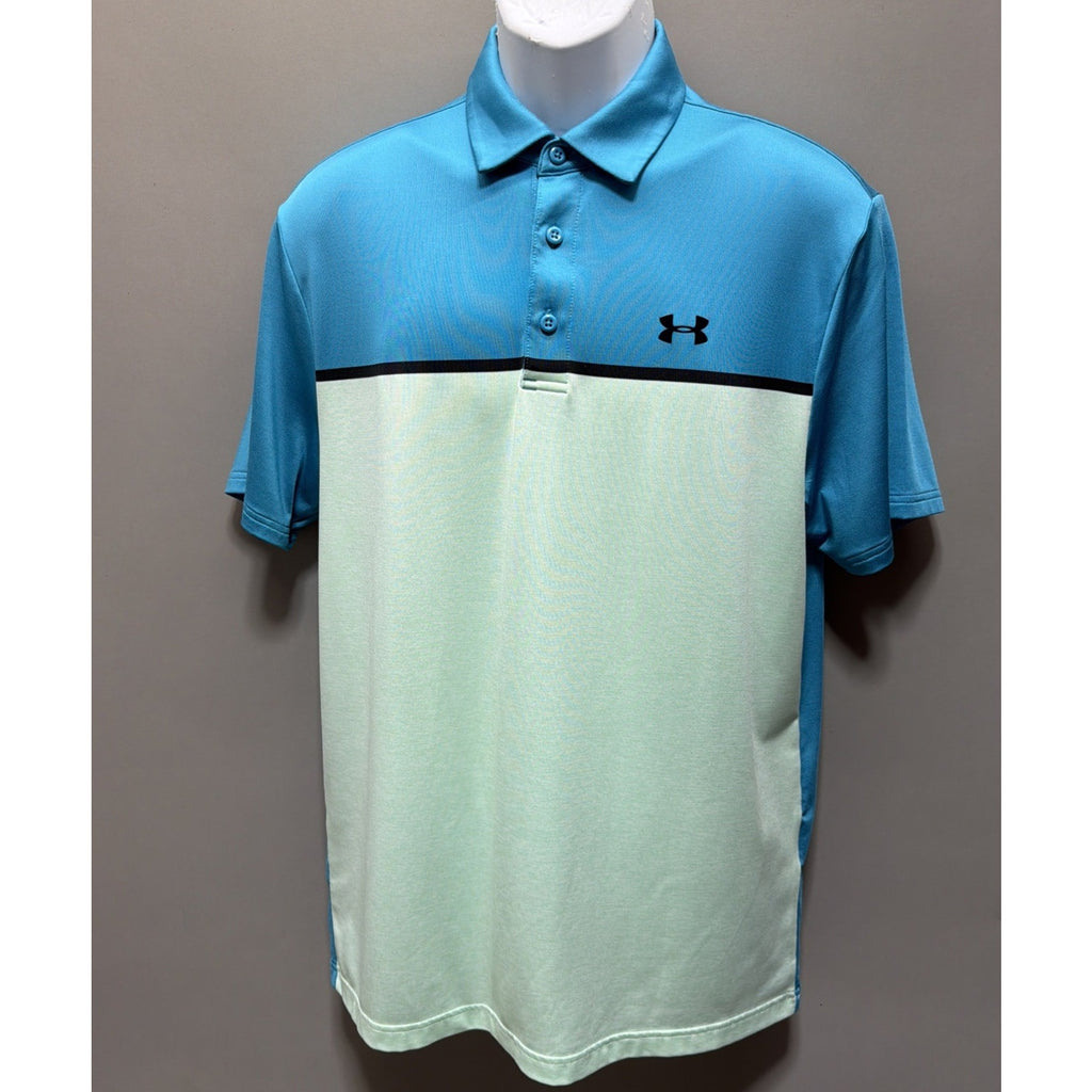 Under Armour The Playoff Polo Men's M Mint Green/Sky Blue Short Sleeve Shirt