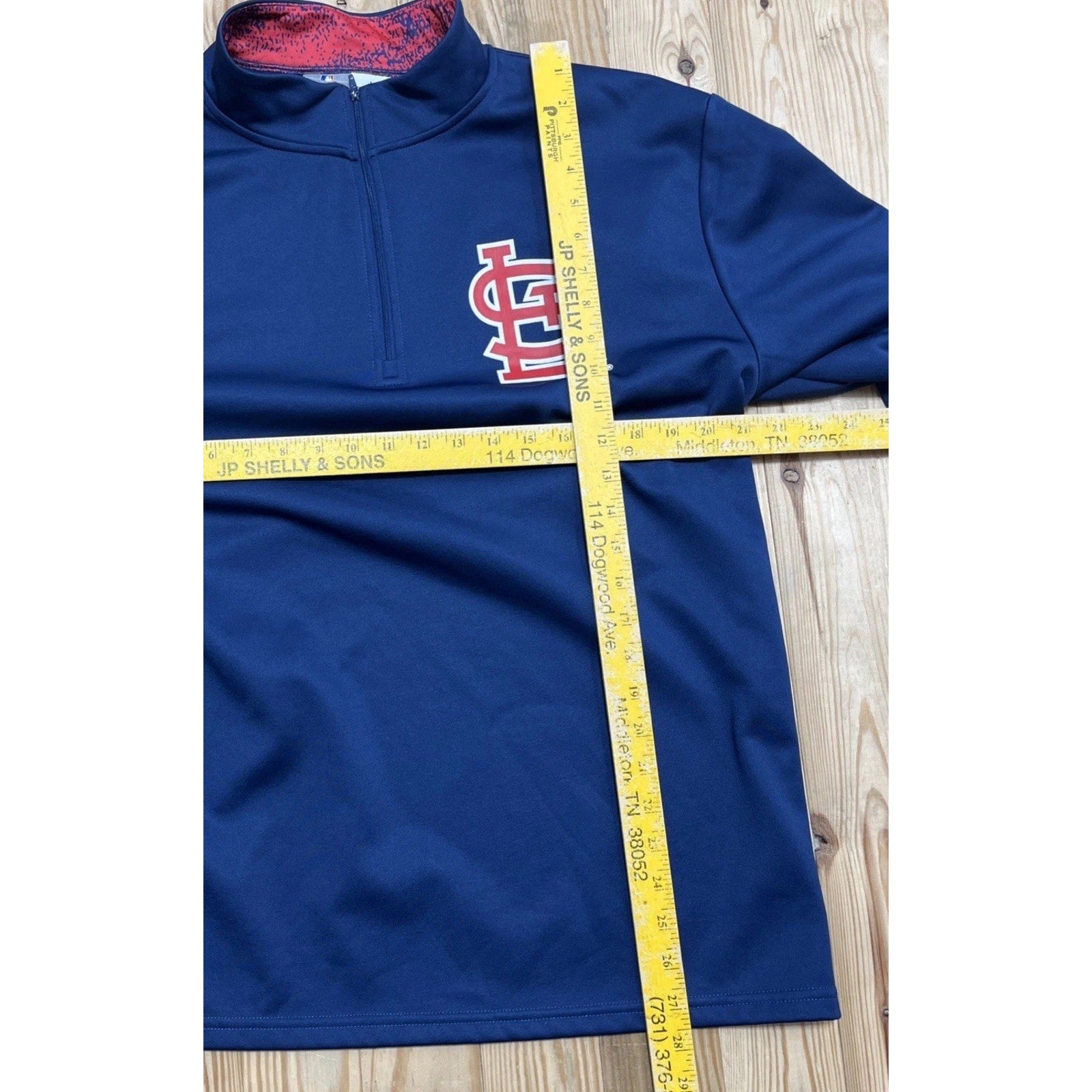 St Louis Cardinals Sweatshirt Men Large Blue Polyester Quarter Zip Logo MLB EUC