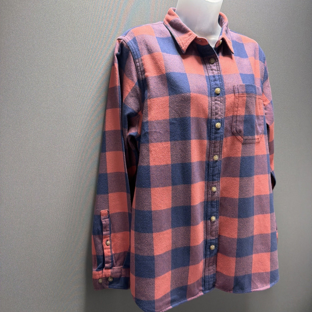 LL Bean Shirt Womens M Long Sleeve Button Down Organic Flannel Tunic NWT