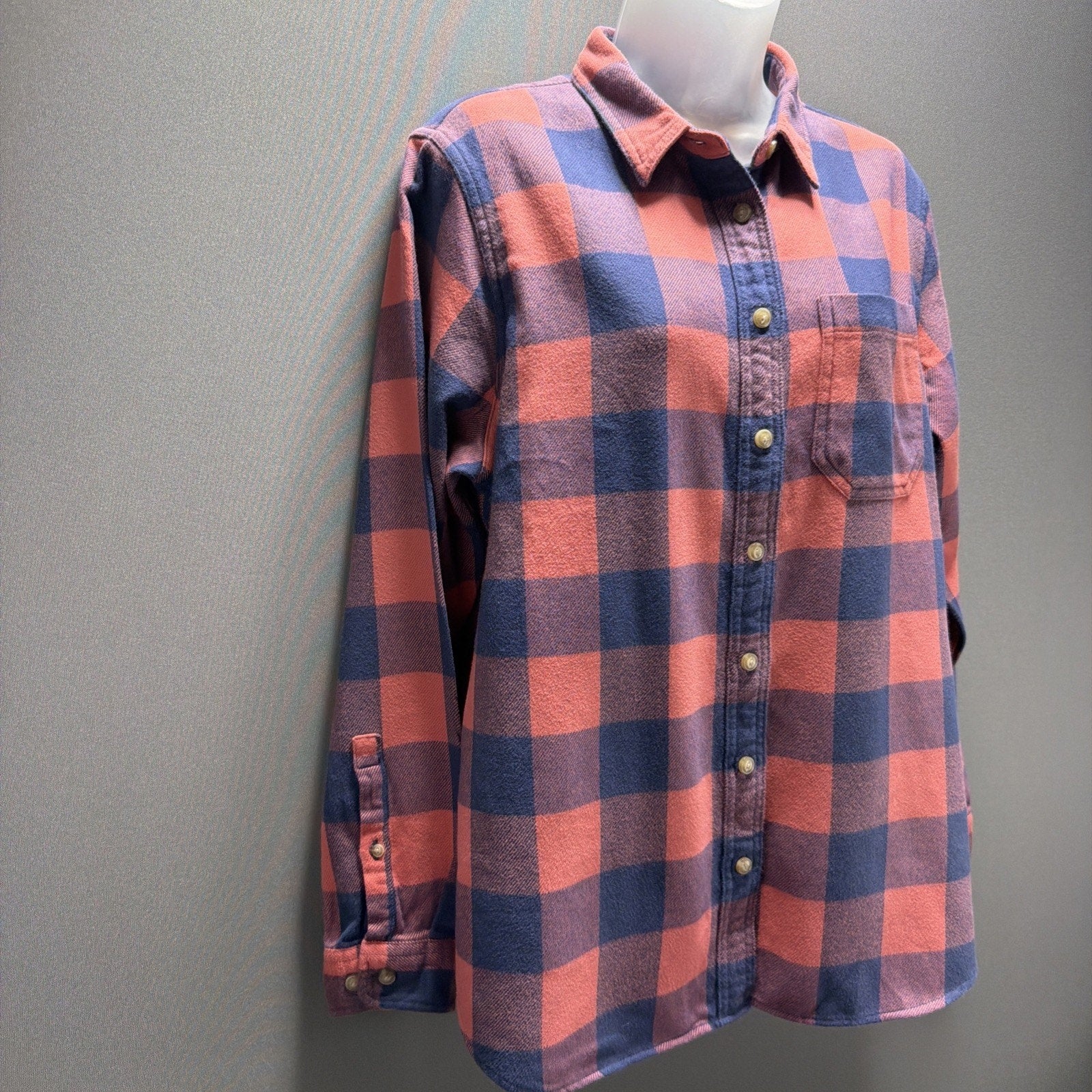 LL Bean Shirt Womens M Long Sleeve Button Down Organic Flannel Tunic NWT