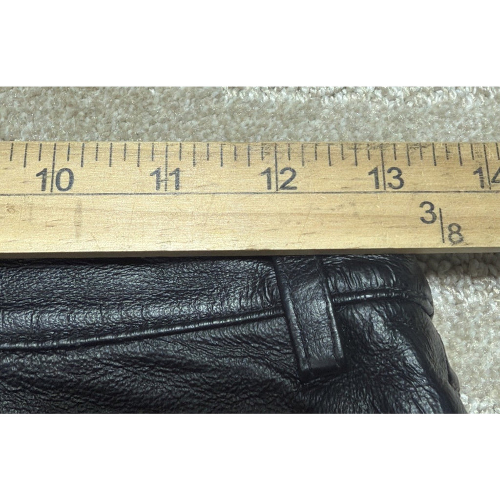Newport News Jeanology High Rise Leather Pant Womens Size 6P Black Lined 26x28.5