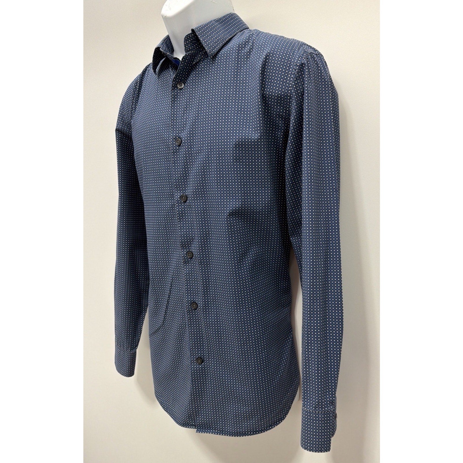 Banana Republic Sz Medium Blue Geo Slim Fit Long Sleeve Shirt Stretch EUC