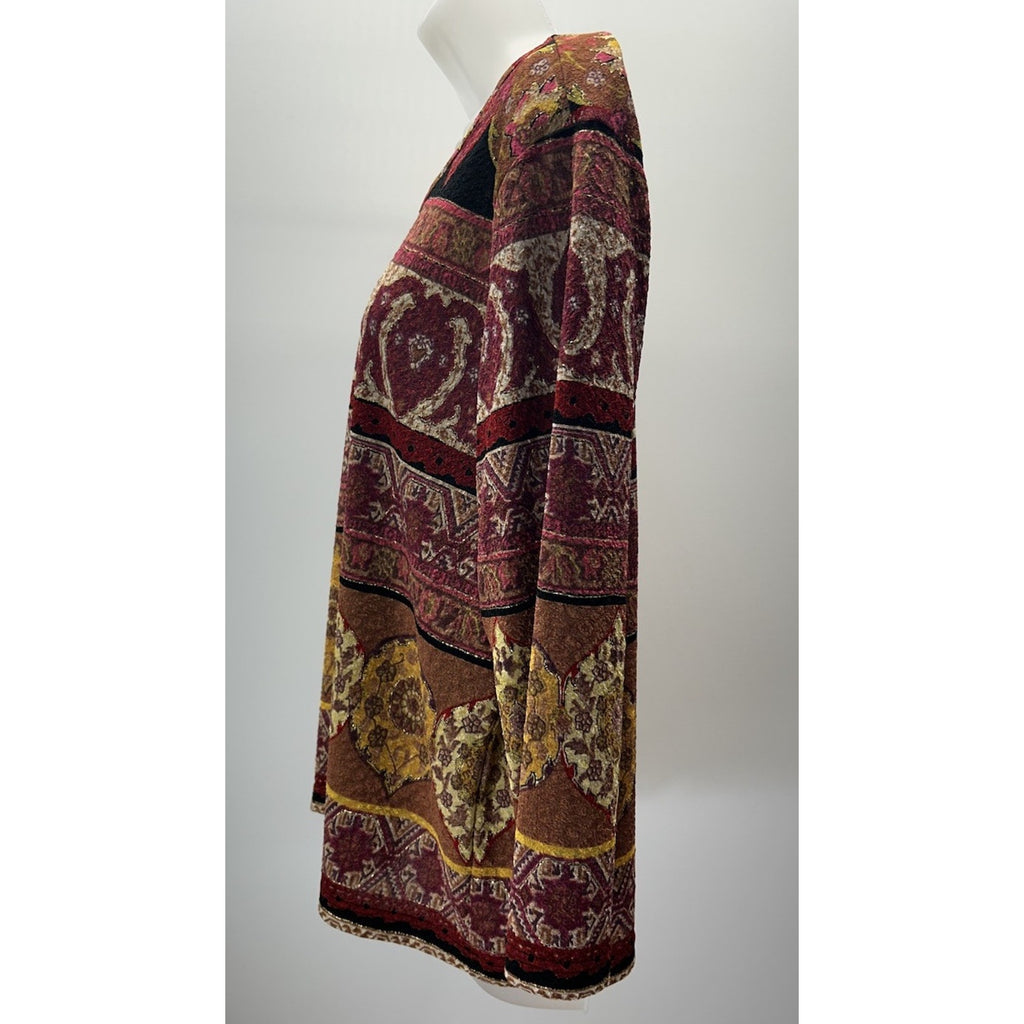 Napa Valley Womens Size XL Blk/Red Floral V-neck Stretch Top.