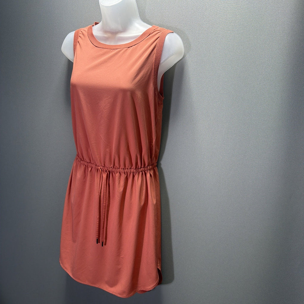 Athleta Dress XSP Coral Sleeveless Drawstring Waist High Low Hem Stretch