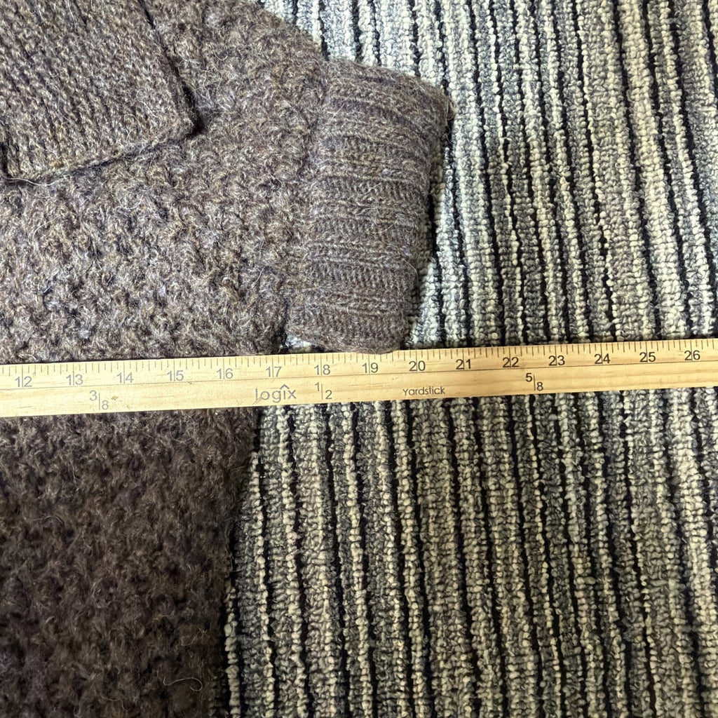 Ann Taylor LOFT Cardigan XS Petite Brown Wool Alpaca Chunky Knit Short Sleeve