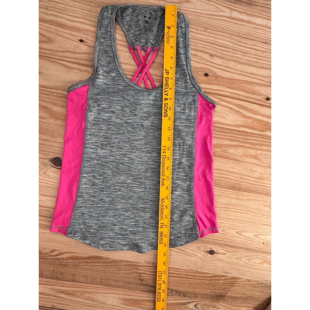 TEK GEAR Women's Tek Gear Elastic Back Workout Tank Gray Pink Size Medium