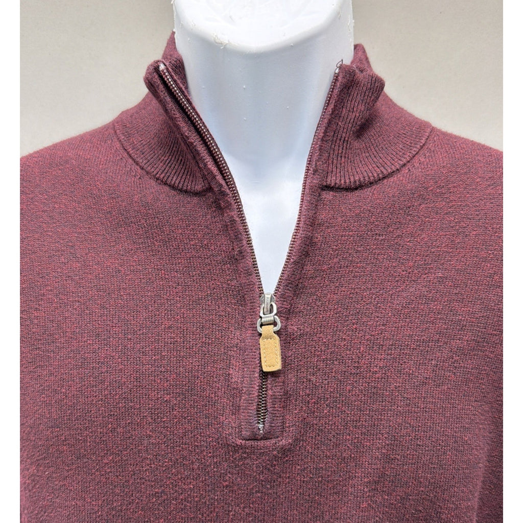 Roundtree & Yorke Sweater Mens S Maroon 1/4 Zip Pullover Preppy Casual