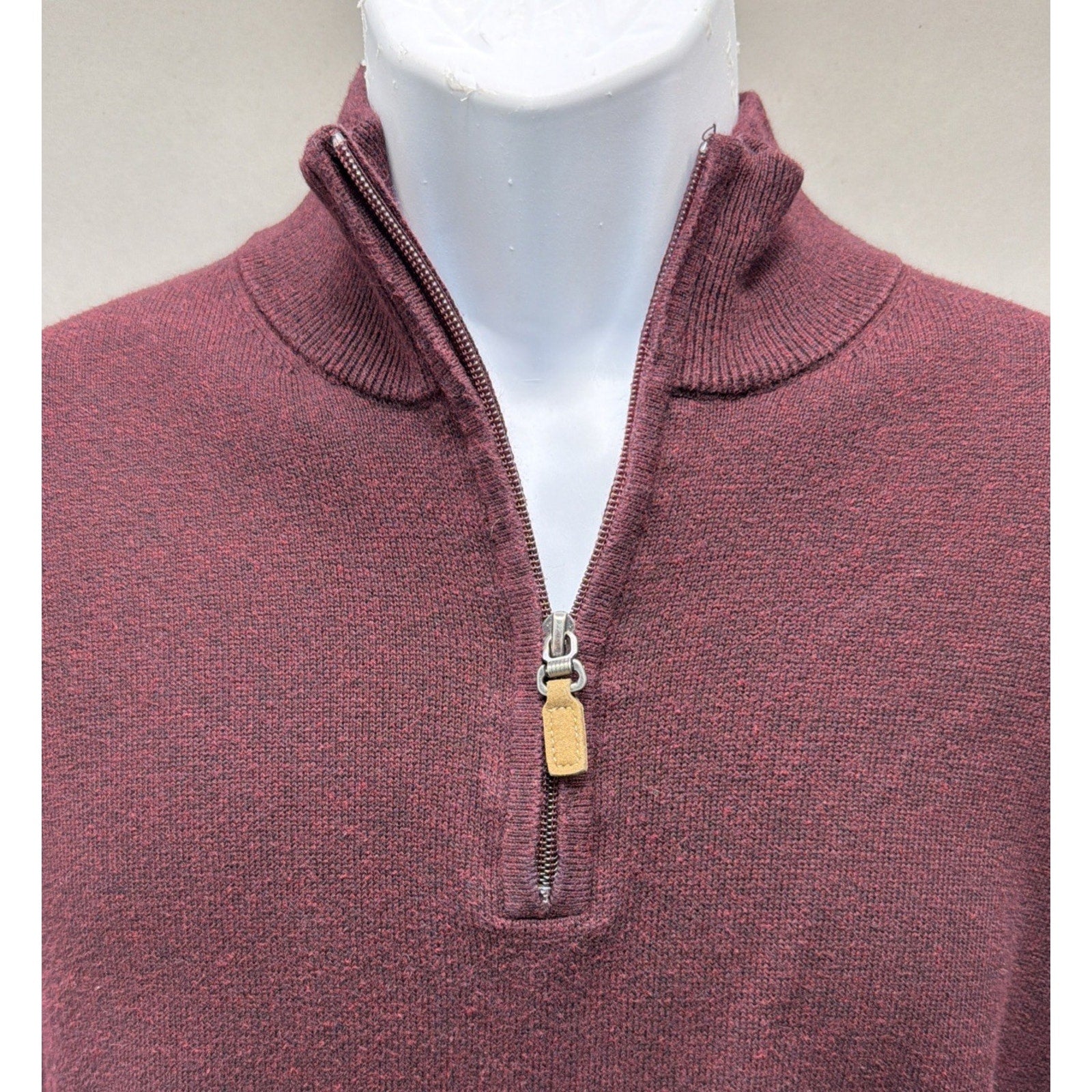 Roundtree & Yorke Sweater Mens S Maroon 1/4 Zip Pullover Preppy Casual