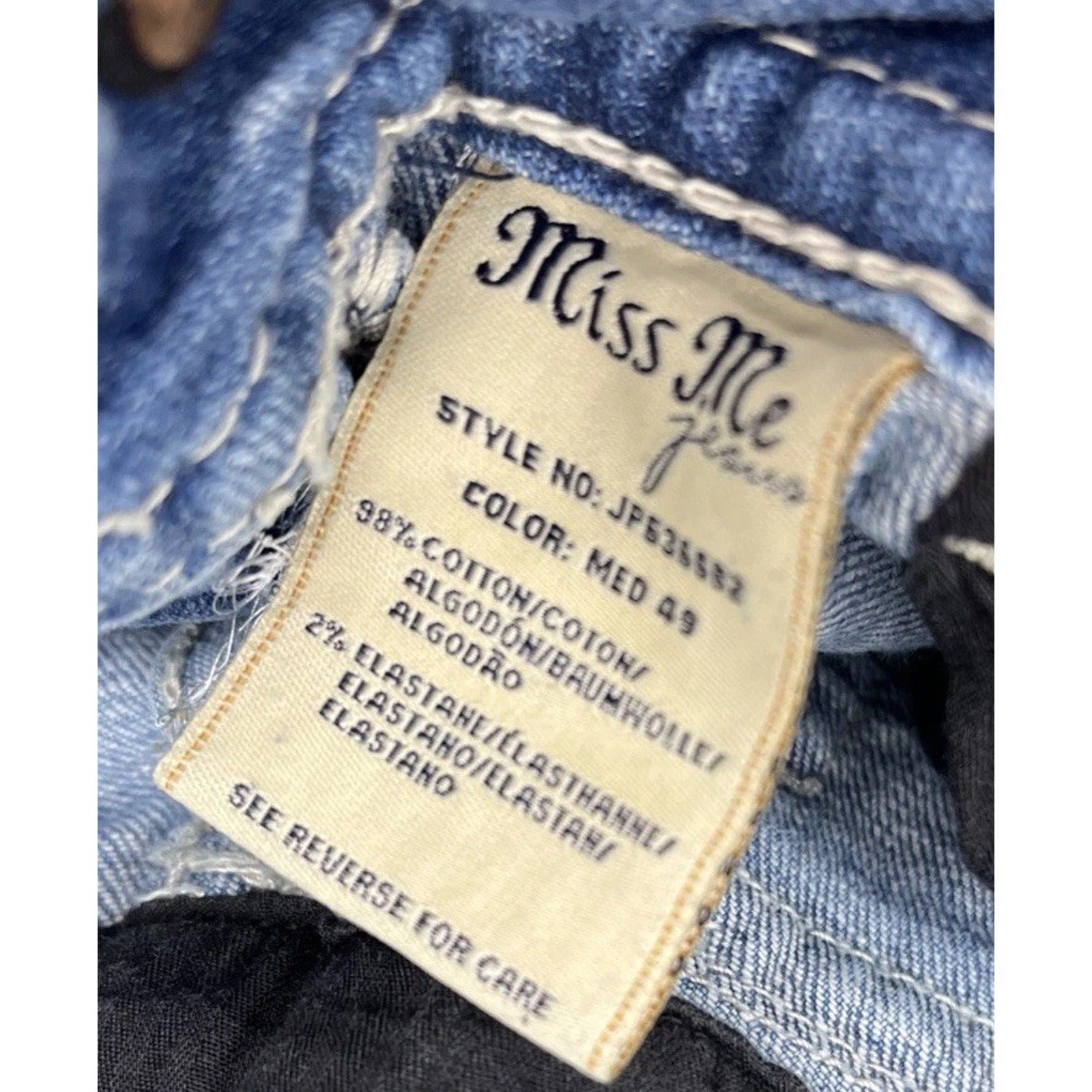 Miss Me Jeans Womens Blue Embellished Distressed Bootcut 27x29.5 Hem